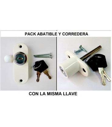 Pack Cerradura Abatible y Corredera Misma llave