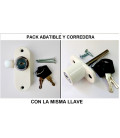 Pack Cerradura Abatible y Corredera Misma llave