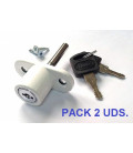 Cerradura de ventanas correderas Blanco PACK 2 - LLAVES IGUALES