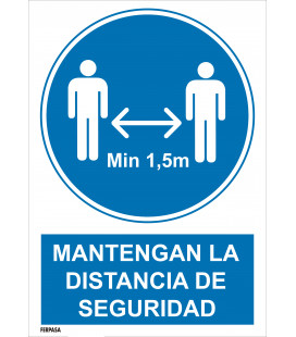 Cartel Distancia seguridad 1m