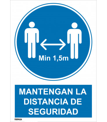 Cartel Distancia seguridad 1m